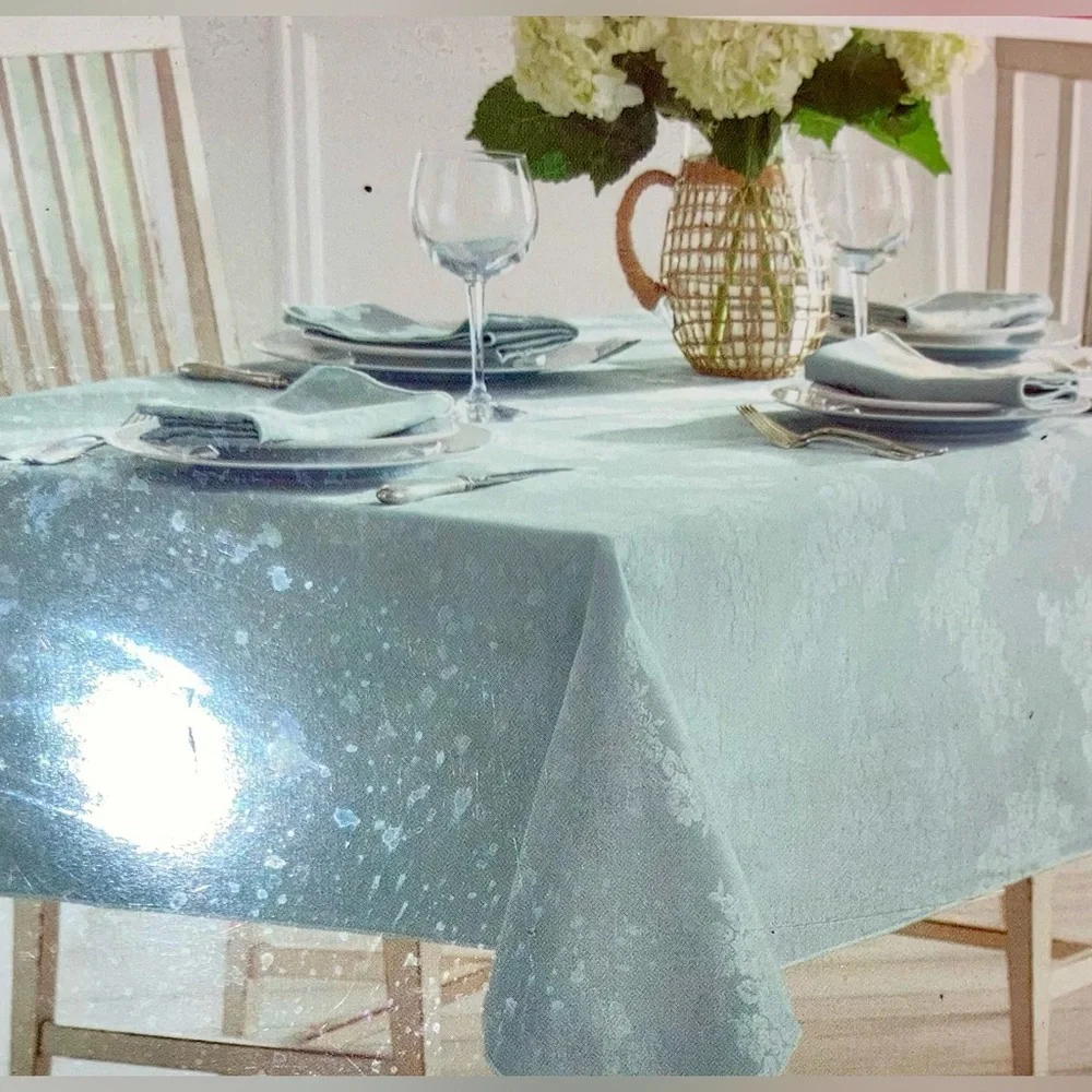 Floral DamaskTablecloth - Town & Country Spring Medley Reversible Mist